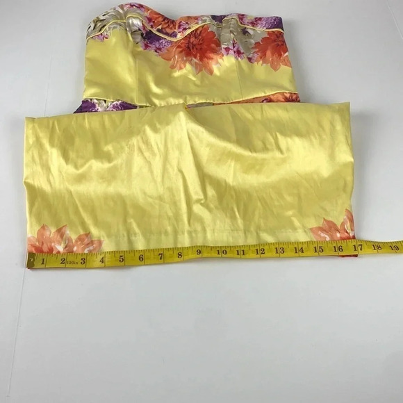 NWT  Yellow Floral print yellow strapless shift dress sweetheart neck size small - Picture 9 of 13